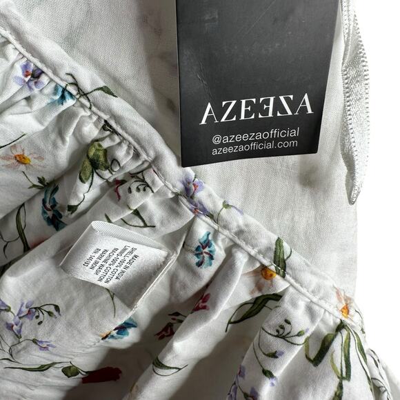 AZEEZA Winston White Floral Ruffle Poplin Halter Top WOmen's SIze Medium NWT - Picture 7 of 10